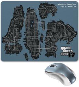 Заказать коврик для мышки в Москве. Коврик для мышки GTA 4 Map от dkarabutov@mail.ru - готовые дизайны и нанесение принтов.