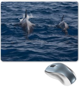 Заказать коврик для мышки в Москве. Коврик для мышки Дельфины в морских волнах от alinmak - готовые дизайны и нанесение принтов.