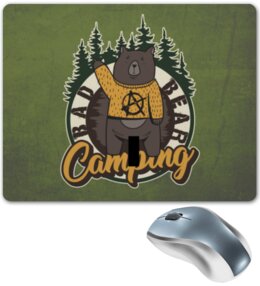 Заказать коврик для мышки в Москве. Коврик для мышки Bad Bear Camping от oneredfoxstore@gmail.com - готовые дизайны и нанесение принтов.