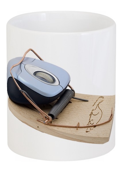 Заказать кружку в Москве. Кружка Компьютерная мышка в мышеловке от Тима Старк - готовые дизайны и нанесение принтов.