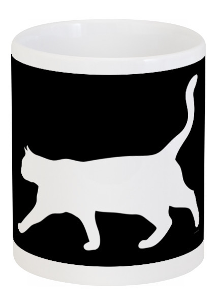 Заказать кружку в Москве. Кружка Силуэт белой кошки. от DEPALL - готовые дизайны и нанесение принтов.