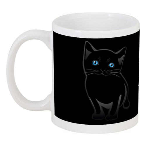 Заказать кружку в Москве. Кружка Чёрный котёнок. от lissaart@yandex.ru - готовые дизайны и нанесение принтов.