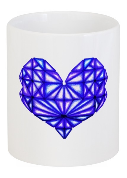 Заказать кружку в Москве. Кружка Сердце геометрическое оттенки синего от Анна - готовые дизайны и нанесение принтов.