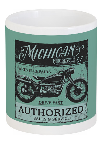 Заказать кружку в Москве. Кружка  Michigan motorcycles 67 от THE_NISE  - готовые дизайны и нанесение принтов.