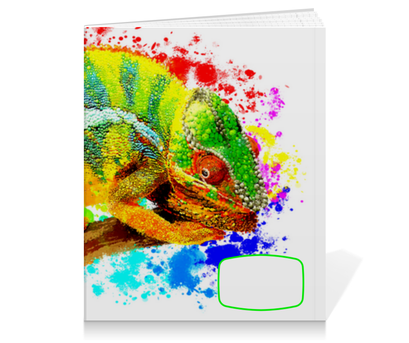 Printio Тетрадь на клею Хамелеон с цветами в пятнах краски. printio тетрадь на клею зеленый хамелеон на ветке