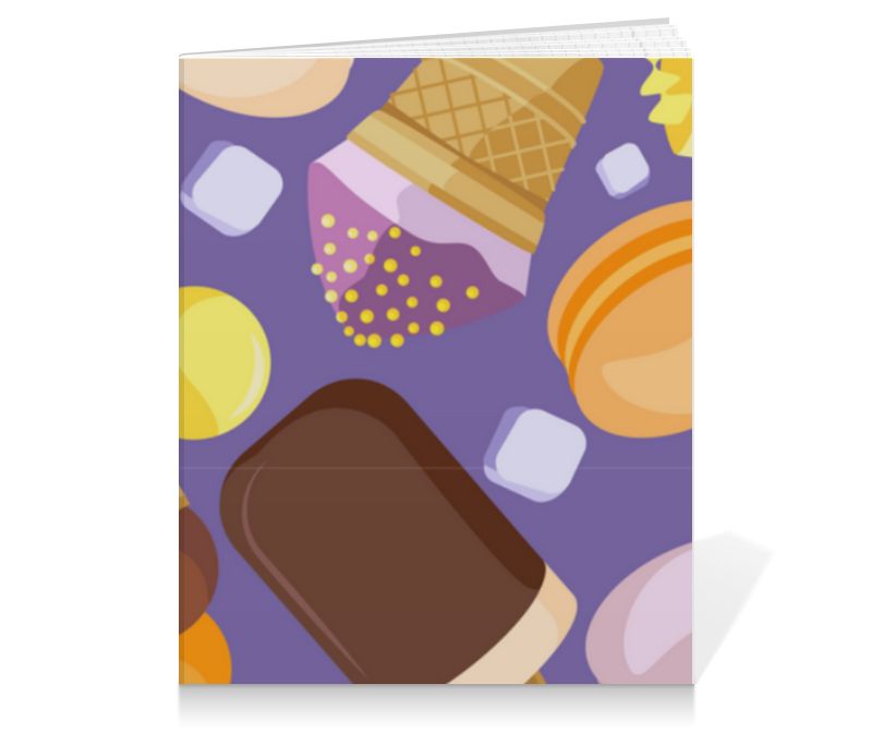 Printio Тетрадь на клею Прохладные сладости сумка 12 десертов пончик круассан мороженое макаруны фиолетовый
