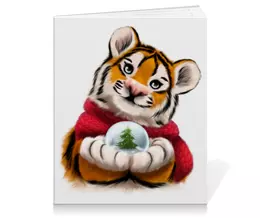 Заказать тетрадь в Москве. Тетрадь на клею Тигр со снежным шаром от tigerda  - готовые дизайны и нанесение принтов.