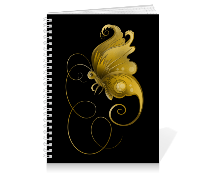 Printio Тетрадь на пружине Золотая бабочка галстук бабочка золотая в черном