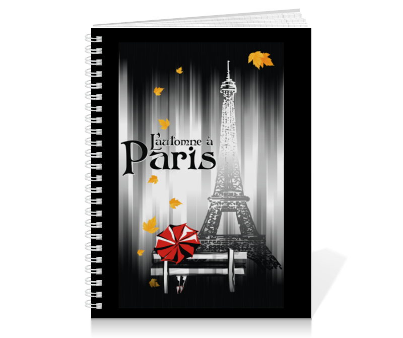 Printio Тетрадь на пружине Осень в париже. printio обложка для паспорта француженка блондинка на фоне эйфелевой башни