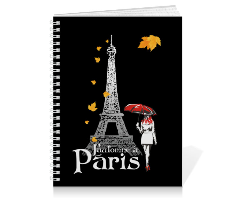 Printio Тетрадь на пружине Осень в париже. printio обложка для паспорта красивая француженка на фоне эйфелевой башни