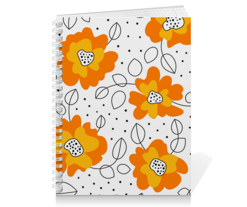 printio тетрадь на пружине полевые цветы Printio Тетрадь на пружине Оранжевые цветы