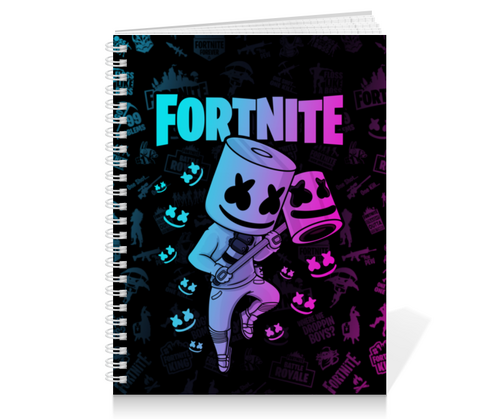 Заказать тетрадь в Москве. Тетрадь на пружине FORTNITE MARSHMELLO от geekbox - готовые дизайны и нанесение принтов.