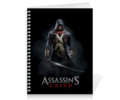 Заказать тетрадь в Москве. Тетрадь на пружине Assassins Creed (Unity Arno) от Аня Лукьянова - готовые дизайны и нанесение принтов.