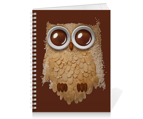Заказать тетрадь в Москве. Тетрадь на пружине Coffee owl от Mahanya Kidso - готовые дизайны и нанесение принтов.