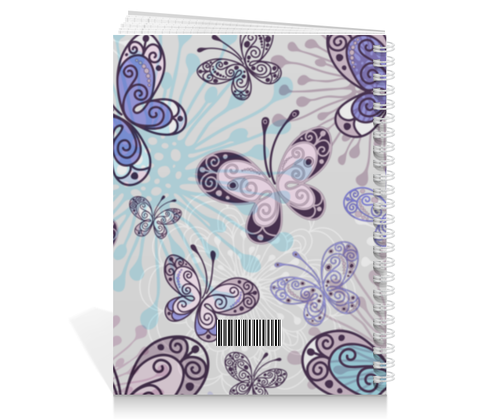 Заказать тетрадь в Москве. Тетрадь на пружине Фиолетовые бабочки от weeert - готовые дизайны и нанесение принтов.