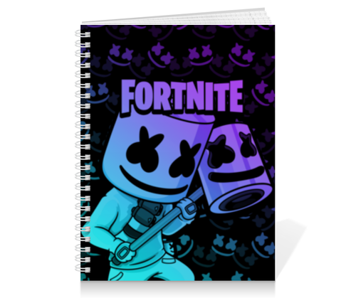 Заказать тетрадь в Москве. Тетрадь на пружине Fortnite, Marshmello от geekbox - готовые дизайны и нанесение принтов.