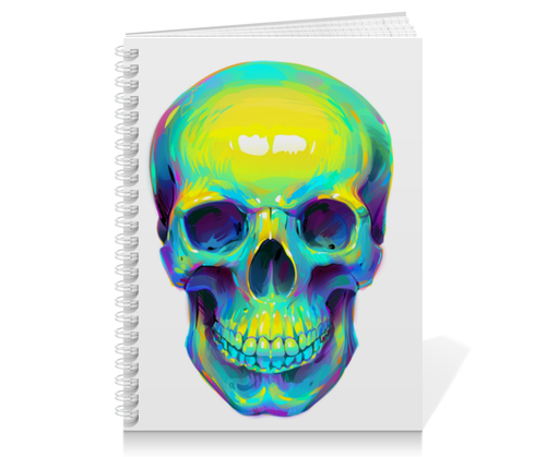 Заказать тетрадь в Москве. Тетрадь на пружине Colorfull skull от scoopysmith - готовые дизайны и нанесение принтов.