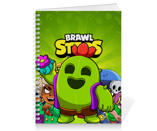 Заказать тетрадь в Москве. Тетрадь на пружине BRAWL STARS SPIKE  от geekbox - готовые дизайны и нанесение принтов.