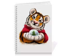 Заказать тетрадь в Москве. Тетрадь на пружине Тигр со снежным шаром от tigerda  - готовые дизайны и нанесение принтов.