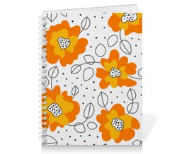 Заказать тетрадь в Москве. Тетрадь на пружине Оранжевые цветы от Starry  - готовые дизайны и нанесение принтов.