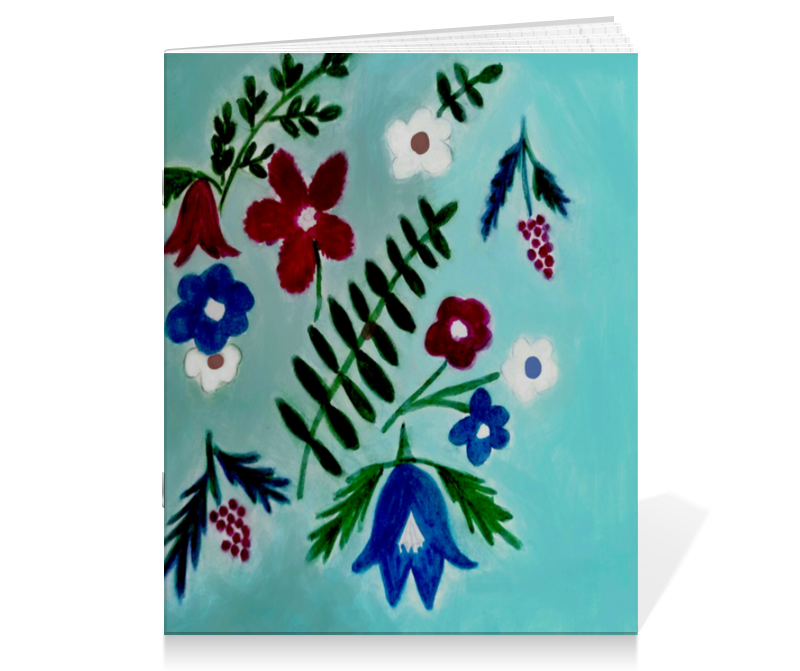 Printio Тетрадь на скрепке Цветы на голубом силиконовый чехол на oppo reno3 pro красные цветы для оппо рено 3 про