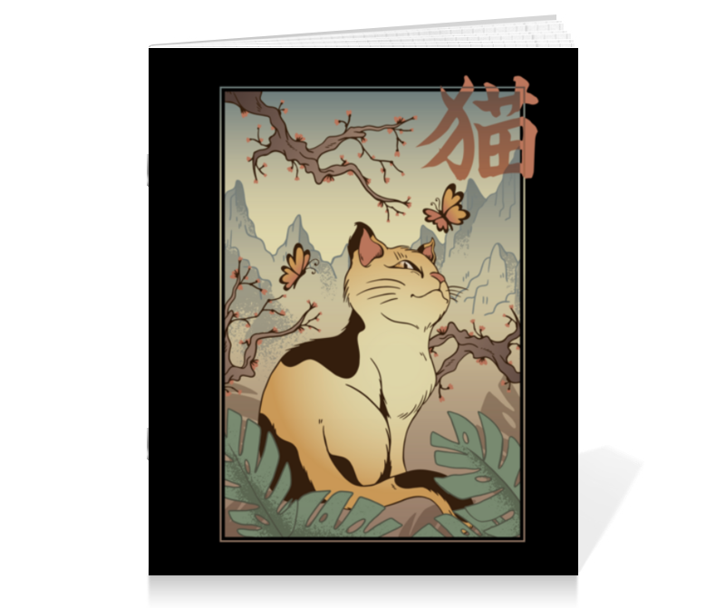 Printio Тетрадь на скрепке Japanese cat printio тетрадь на скрепке полдерский пейзаж пауль габриэль