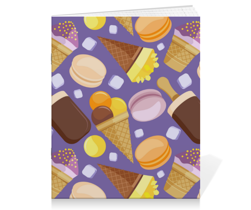 Printio Тетрадь на скрепке Прохладные сладости сумка 12 десертов пончик круассан мороженое макаруны фиолетовый