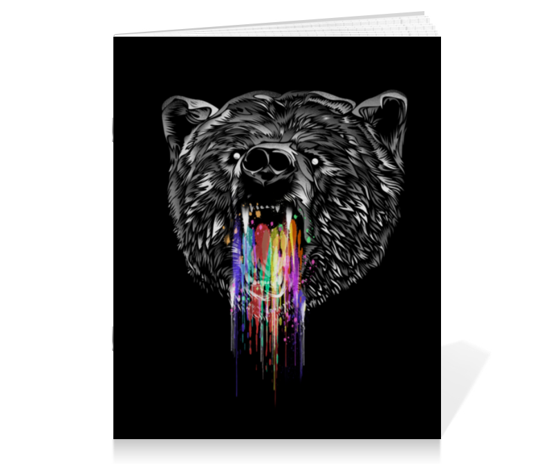 Printio Тетрадь на скрепке Радужный медведь цена и фото