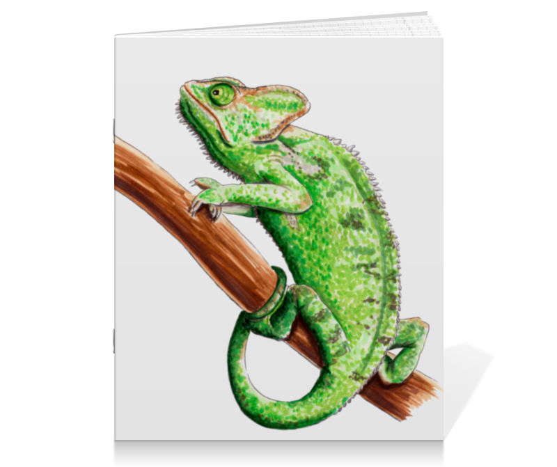 Printio Тетрадь на скрепке Зеленый хамелеон на ветке printio слюнявчик зеленый хамелеон на ветке