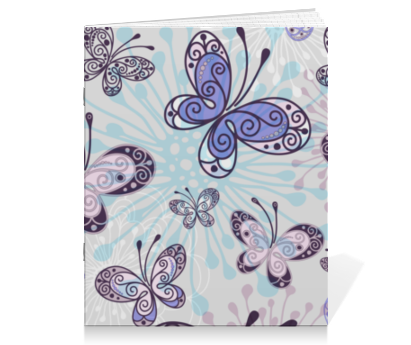 Printio Тетрадь на скрепке Фиолетовые бабочки