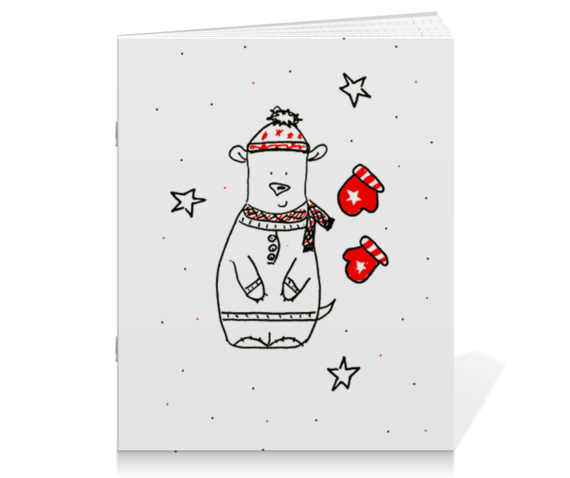 Printio Тетрадь на скрепке Новогодний медведь чехол для карточек спб котик в шарфе и шапке