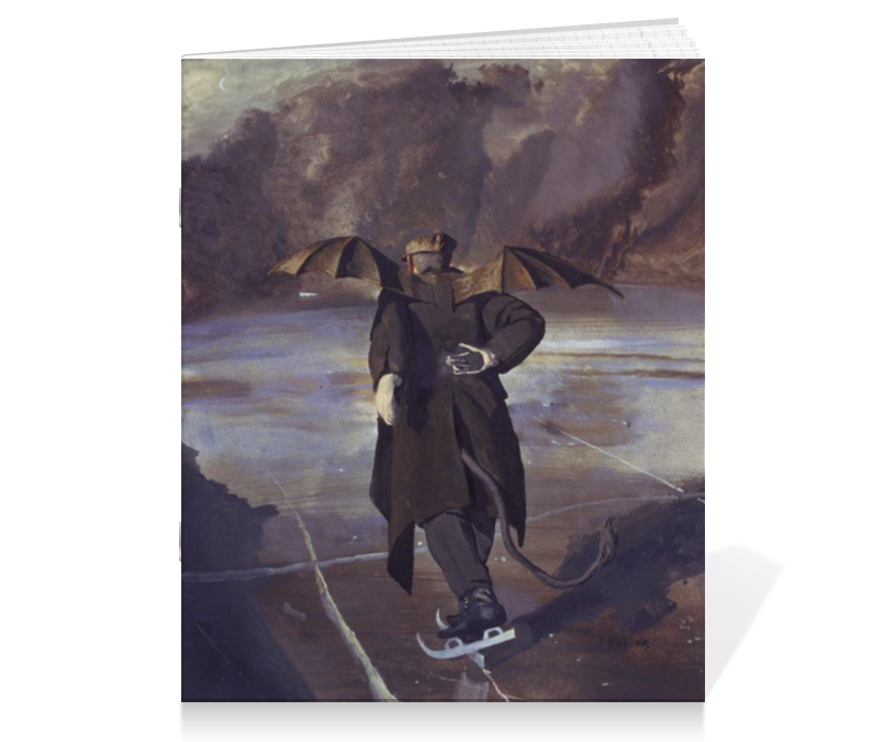 портрет по фото на коньках Printio Тетрадь на скрепке Дьявол скользит на коньках по замершему аду