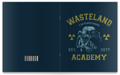 Заказать тетрадь в Москве. Тетрадь на скрепке Fallout. Wasteland Academy от geekbox - готовые дизайны и нанесение принтов.