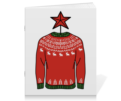 Заказать тетрадь в Москве. Тетрадь на скрепке Новогодний свитер с оленями от chistopopitersky - готовые дизайны и нанесение принтов.