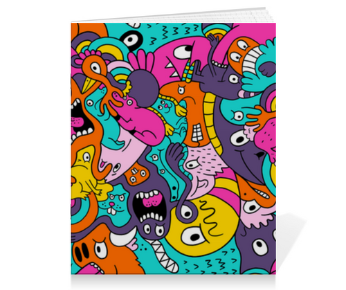 Заказать тетрадь в Москве. Тетрадь на скрепке Psychedelic Monsters от Jimmy Flash - готовые дизайны и нанесение принтов.