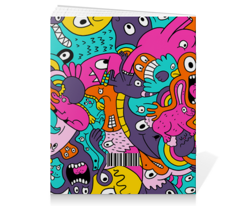 Заказать тетрадь в Москве. Тетрадь на скрепке Psychedelic Monsters от Jimmy Flash - готовые дизайны и нанесение принтов.