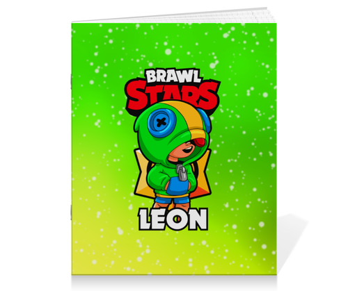 Заказать тетрадь в Москве. Тетрадь на скрепке BRAWL STARS LEON от geekbox - готовые дизайны и нанесение принтов.