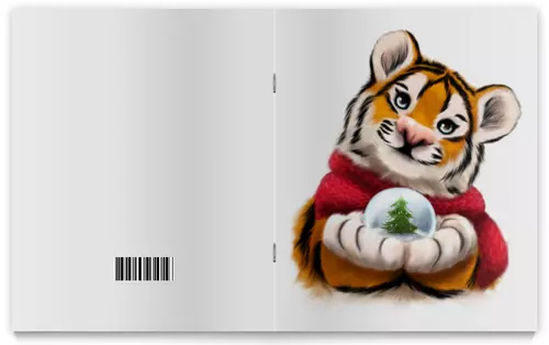 Заказать тетрадь в Москве. Тетрадь на скрепке Тигр со снежным шаром от tigerda  - готовые дизайны и нанесение принтов.