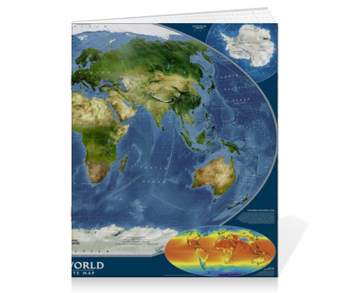 Заказать тетрадь в Москве. Тетрадь на скрепке Карта мира от Елена Гришина - готовые дизайны и нанесение принтов.