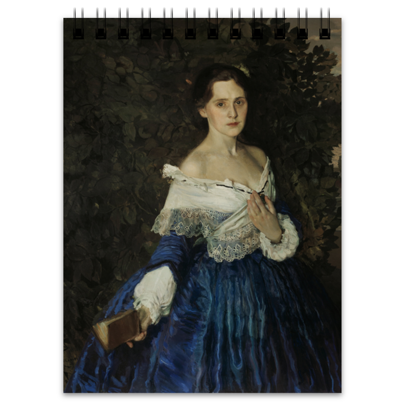 портрет по фото дама в жемчуге Printio Блокнот Дама в голубом (картина сомова)