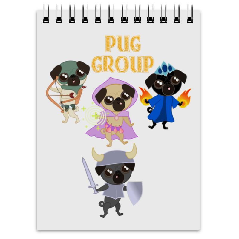 printio детская футболка классическая унисекс мопсы герои pug group Printio Блокнот Мопсы — герои. pug group.