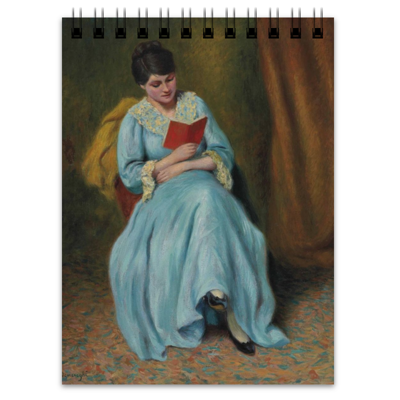 Printio Блокнот Читающая женщина в голубом читающая кружево