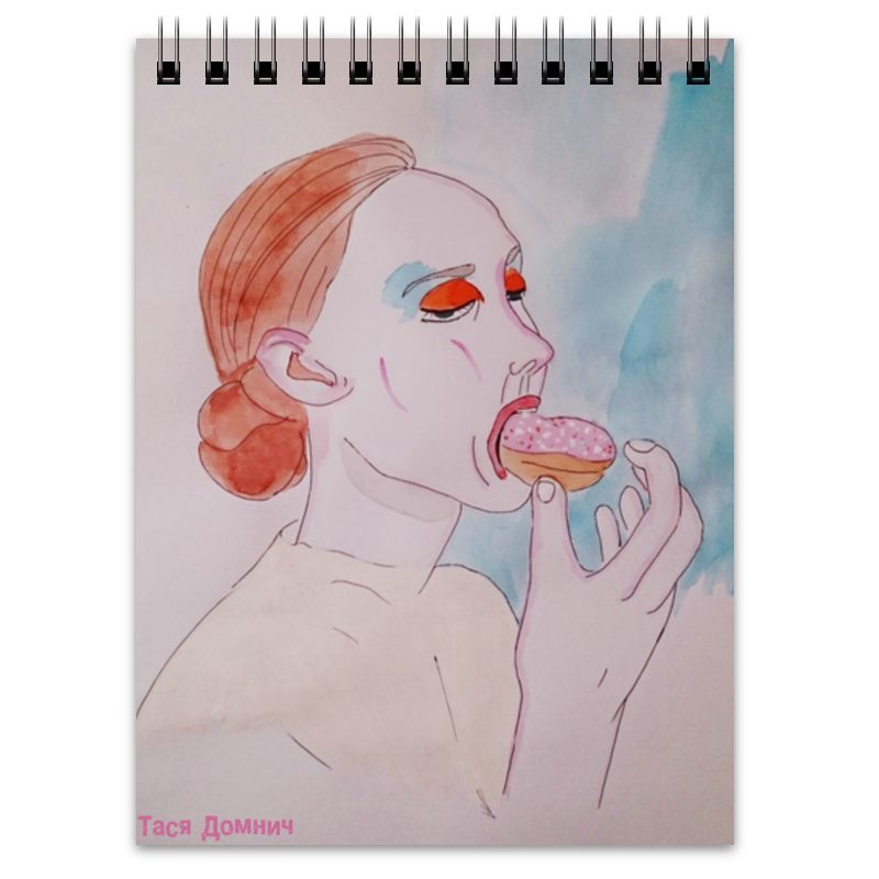 Printio Блокнот Девушка, поедающая пончик