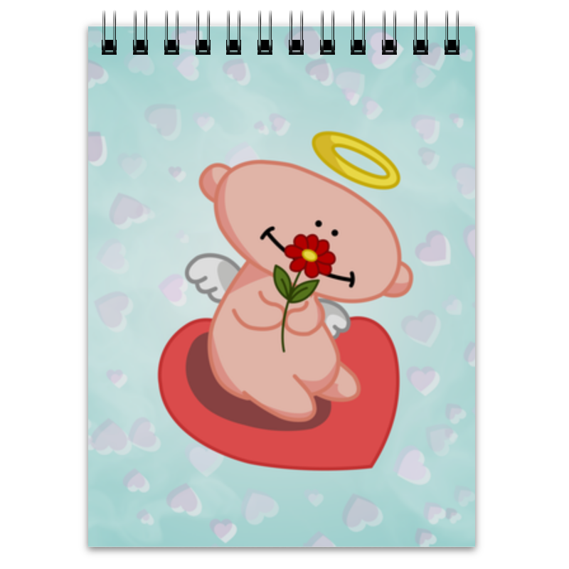 printio обложка для паспорта влюбленный ангелок с сердцем Printio Блокнот Влюбленный ангелок с сердцем