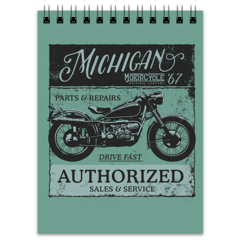 Printio Блокнот Michigan motorcycles 67 printio свитшот мужской с полной запечаткой michigan motorcycles 67