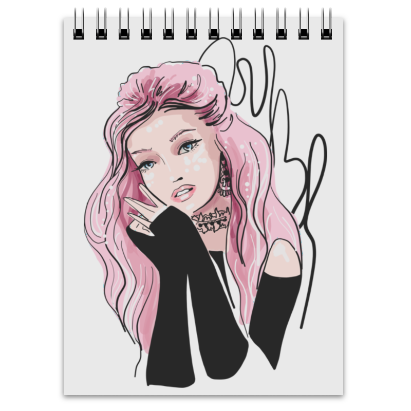 Printio Блокнот Модная девушка, розовые волосы. фэшн иллюстрация printio футболка с полной запечаткой женская модная девушка розовые волосы фэшн иллюстрация