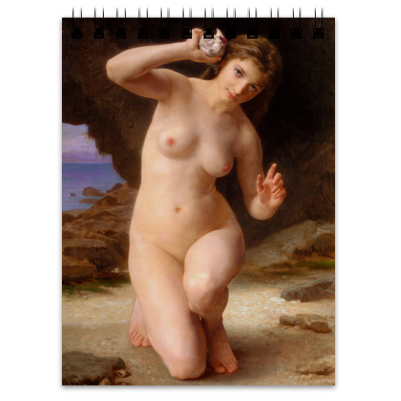 Printio Блокнот Женщина с ракушкой (картина вильяма бугро)