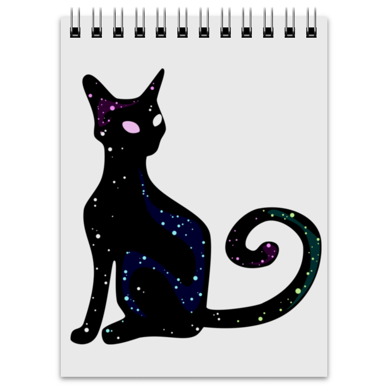 Printio Блокнот Космическая кошка зеленый кот делай космос