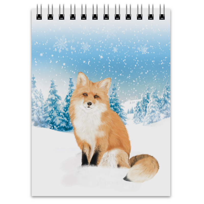 Printio Блокнот Лисичка в снегу. printio обложка для паспорта рыжая лиса