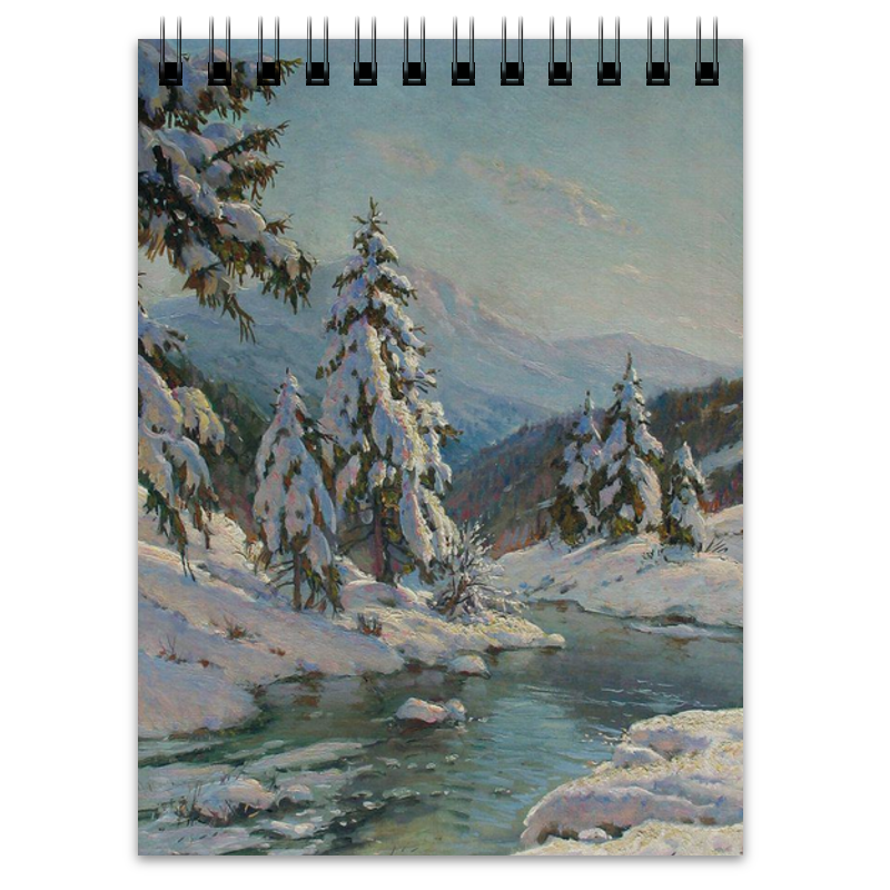 Printio Блокнот Зимний пейзаж с елями (картина вещилова)